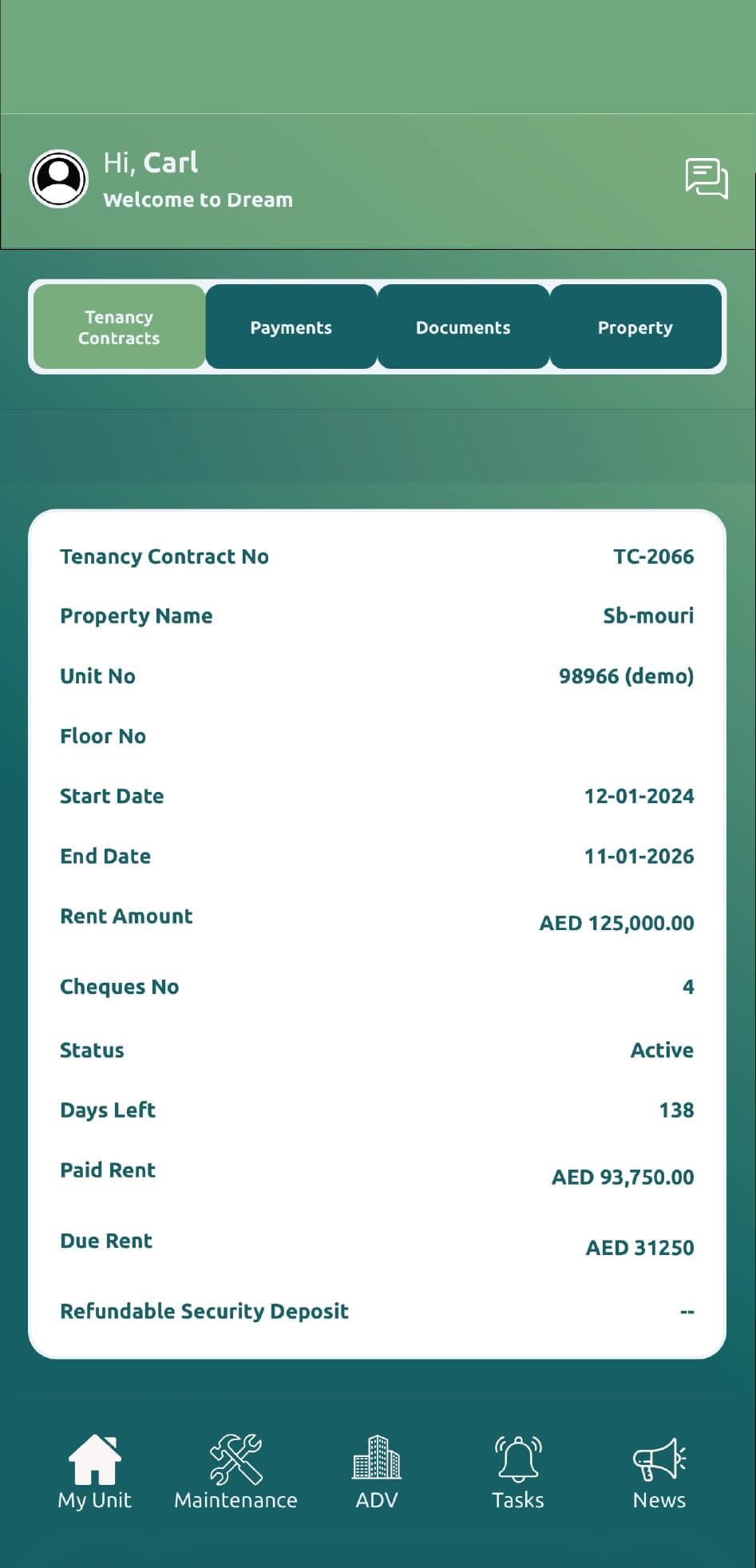 App screen